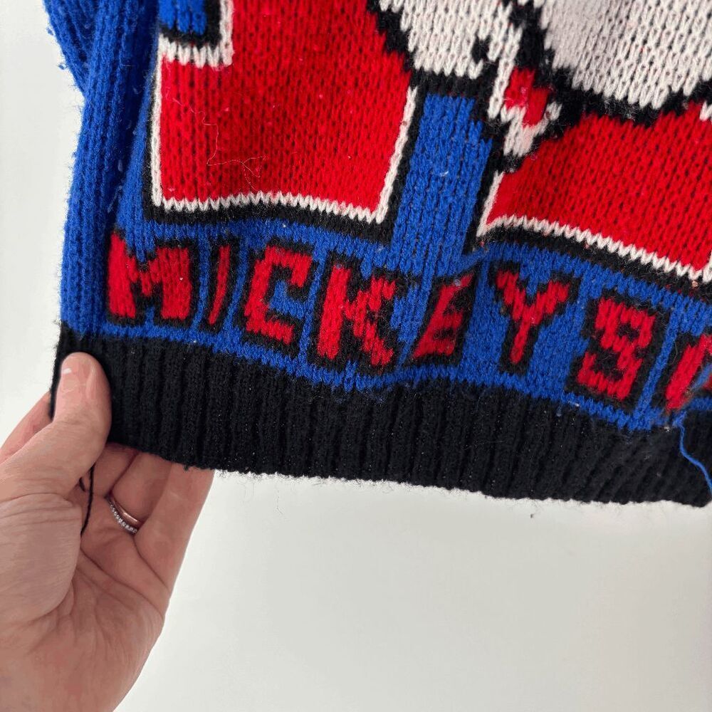 Vintage Disney Kid's Blue Red Black Long Sleeve Mickey Mouse Club Sweater Size 6 - Picture 6 of 7